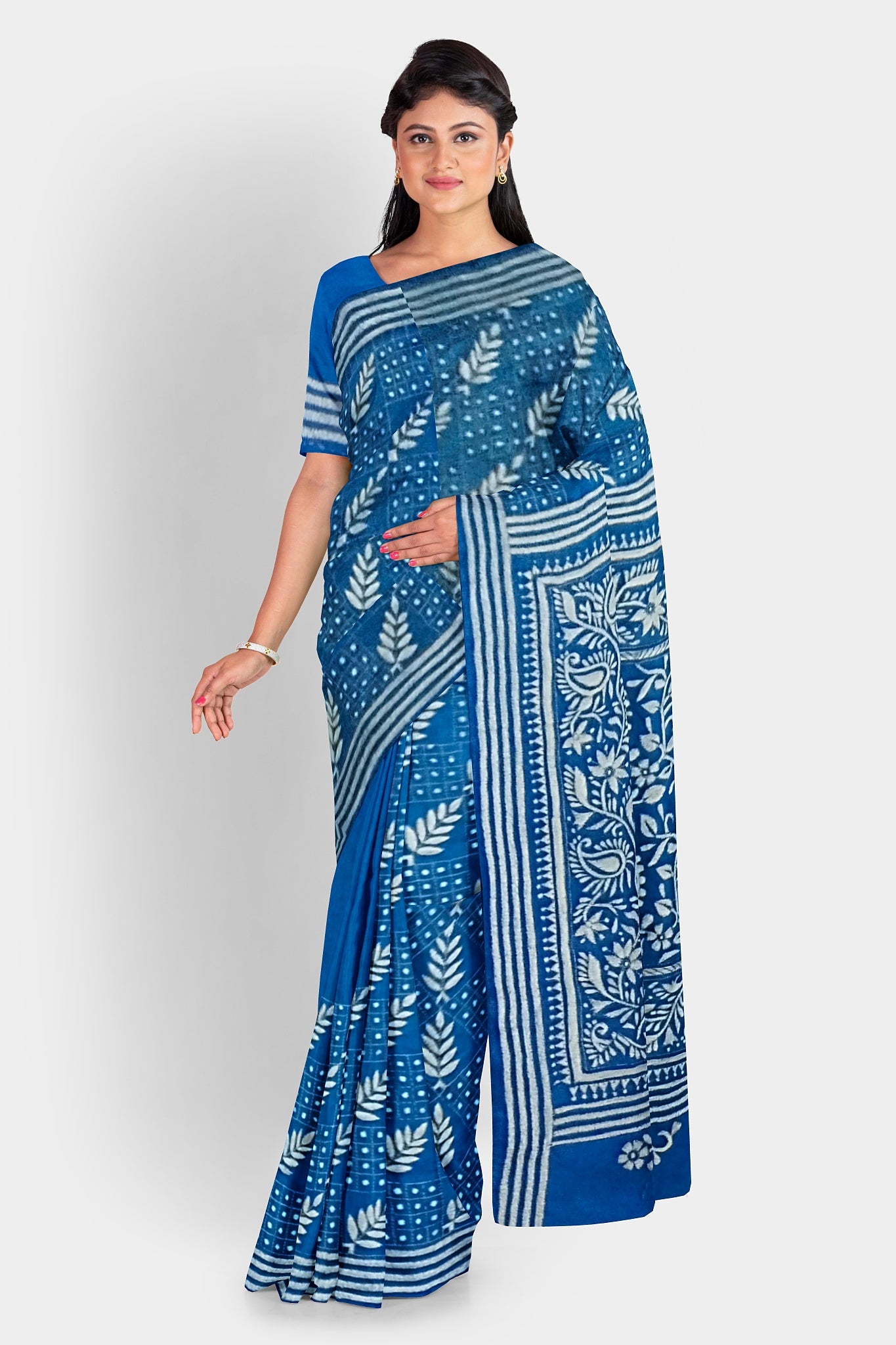 Kantha Stitch: Stylish Blended Silk Saree showcasing Traditional Artistry in Modern Indian Fashion with BP