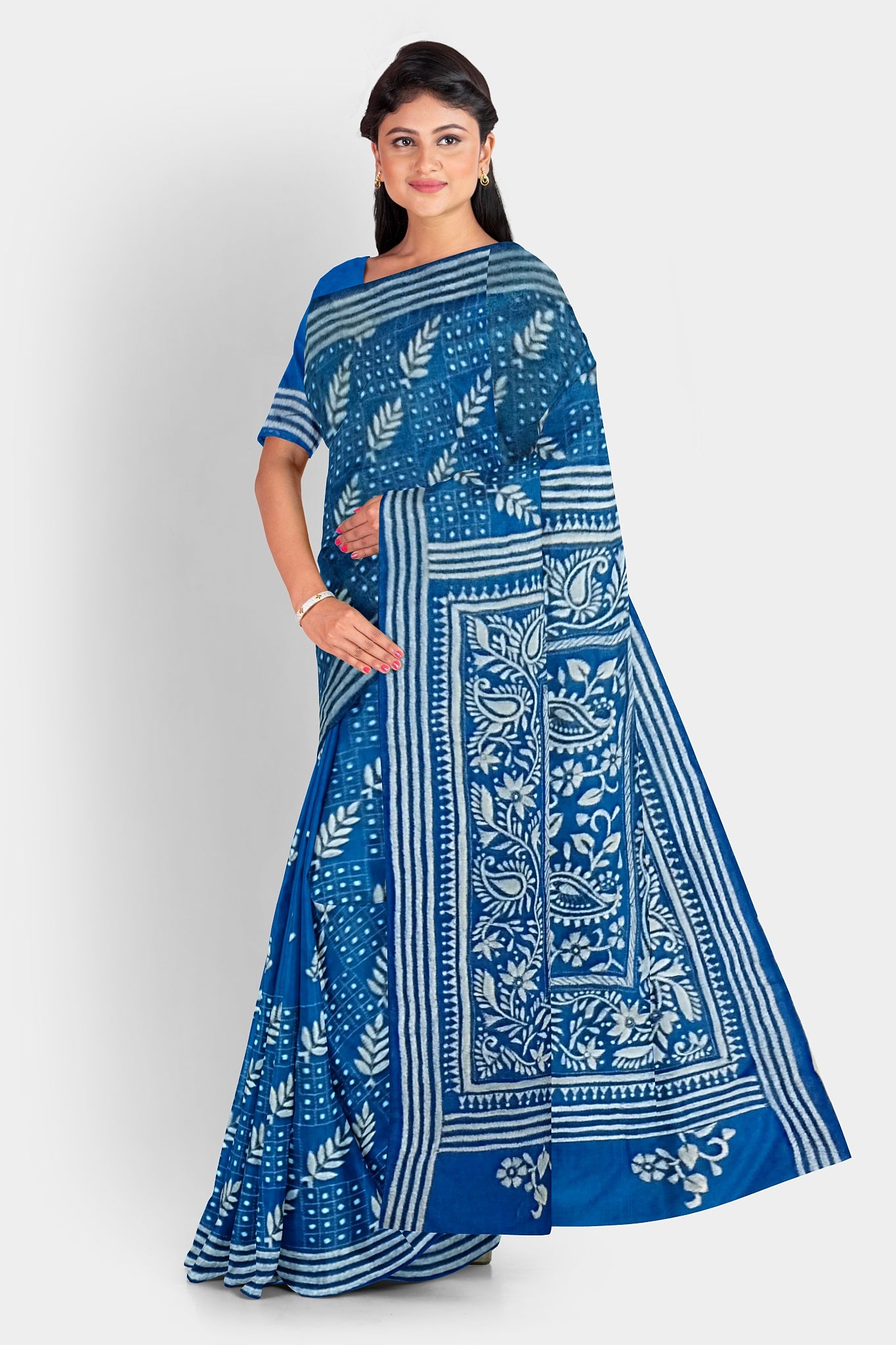 Kantha Stitch: Stylish Blended Silk Saree showcasing Traditional Artistry in Modern Indian Fashion with BP