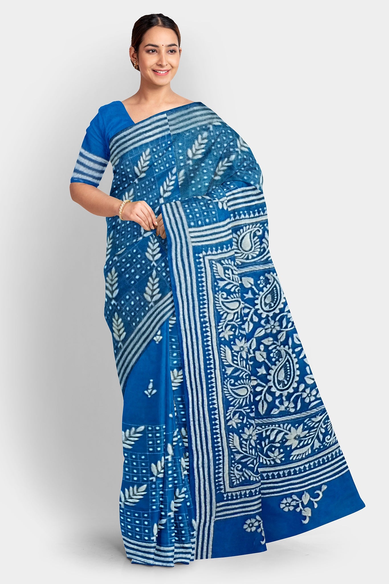 Kantha Stitch: Stylish Blended Silk Saree showcasing Traditional Artistry in Modern Indian Fashion with BP