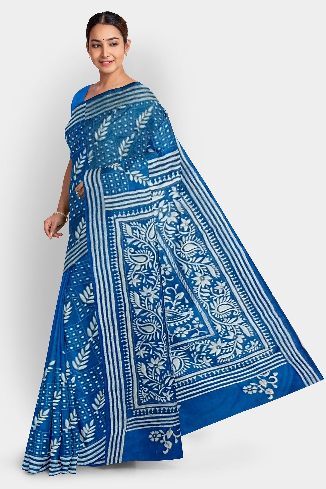 Kantha Stitch: Stylish Blended Silk Saree showcasing Traditional Artistry in Modern Indian Fashion with BP