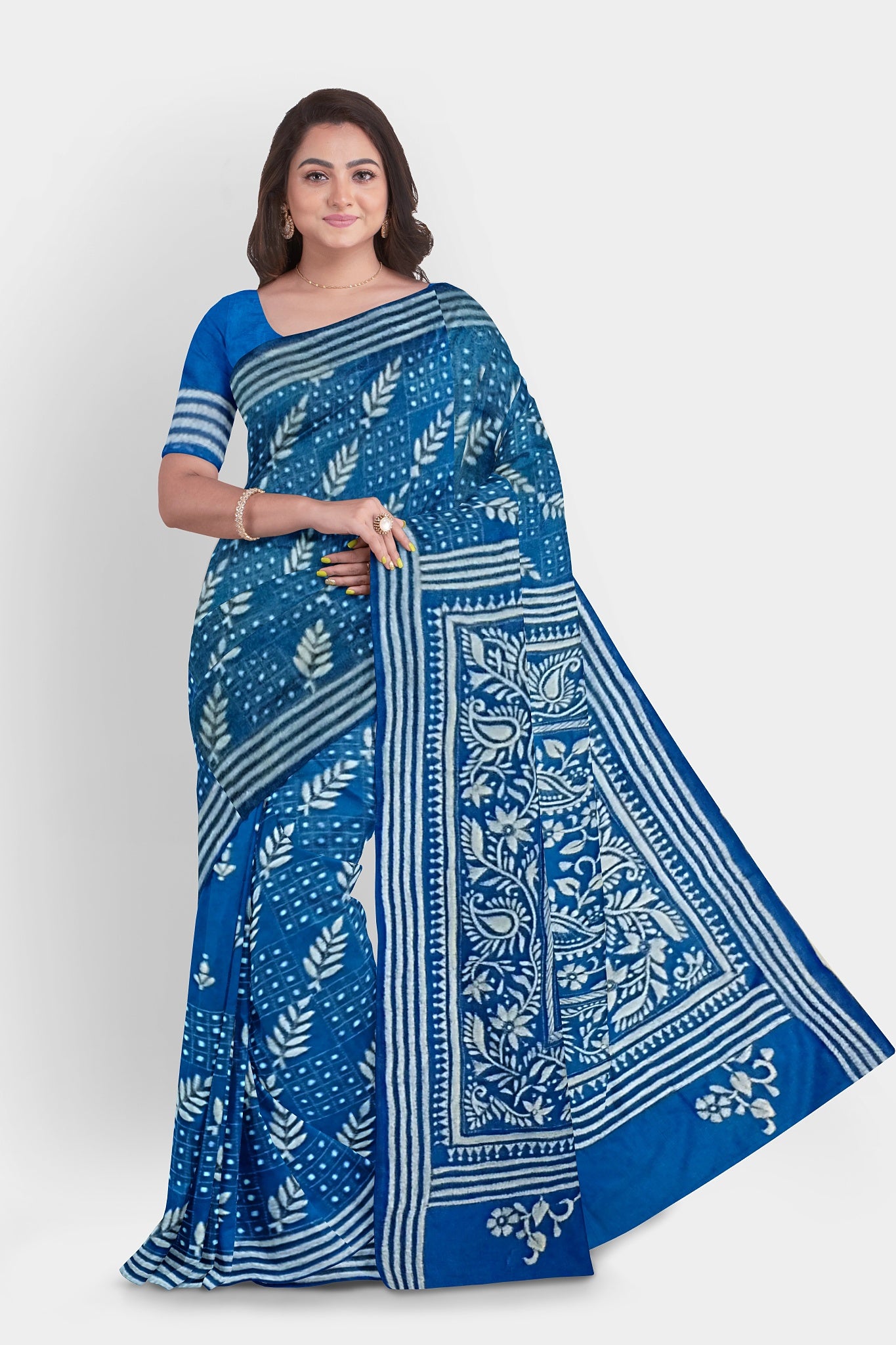 Kantha Stitch: Stylish Blended Silk Saree showcasing Traditional Artistry in Modern Indian Fashion with BP