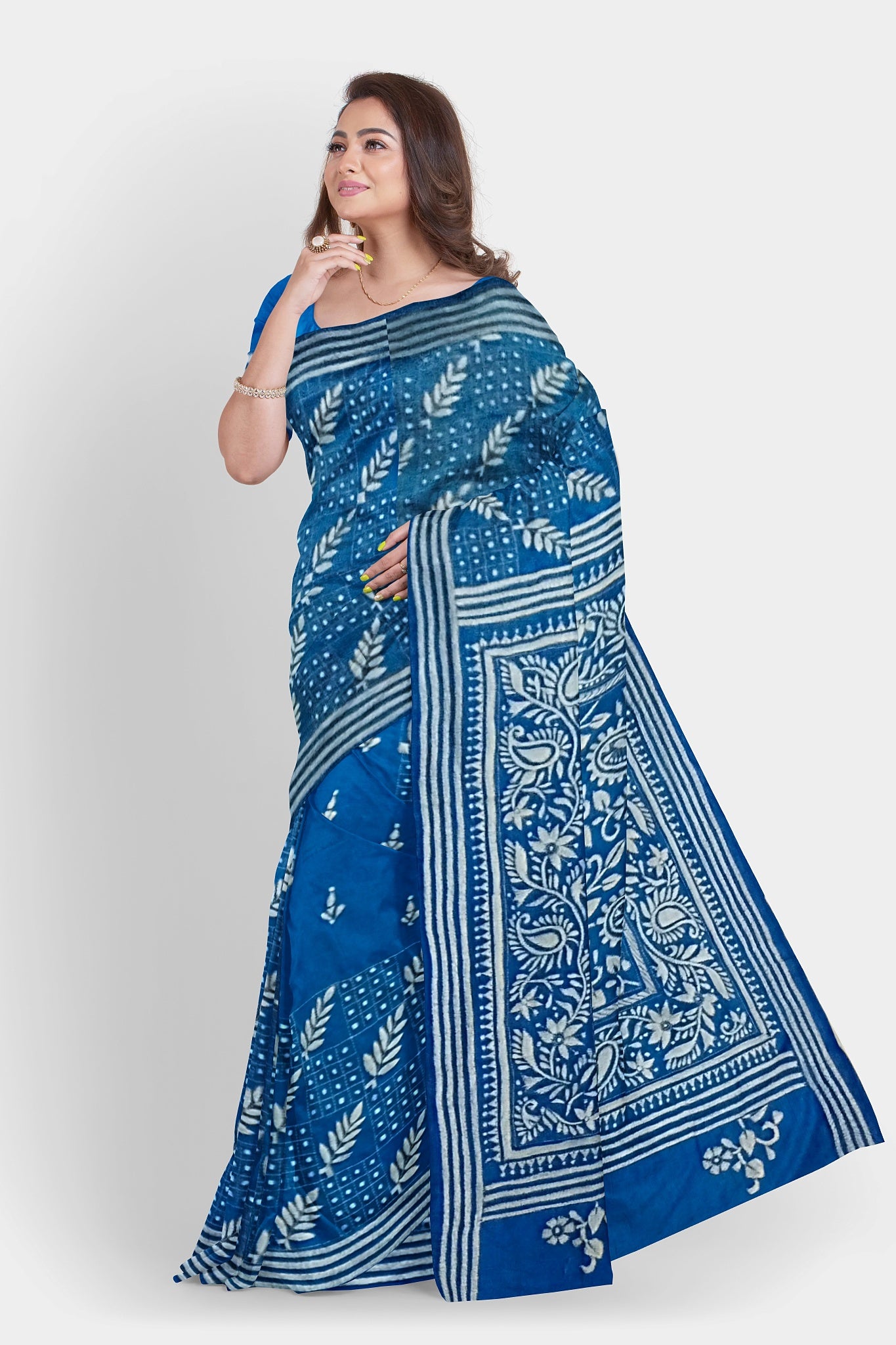 Kantha Stitch: Stylish Blended Silk Saree showcasing Traditional Artistry in Modern Indian Fashion with BP