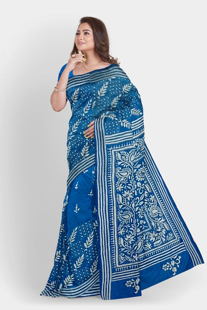 Kantha Stitch: Stylish Blended Silk Saree showcasing Traditional Artistry in Modern Indian Fashion with BP