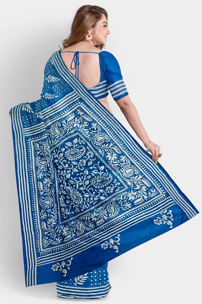 Kantha Stitch: Stylish Blended Silk Saree showcasing Traditional Artistry in Modern Indian Fashion with BP