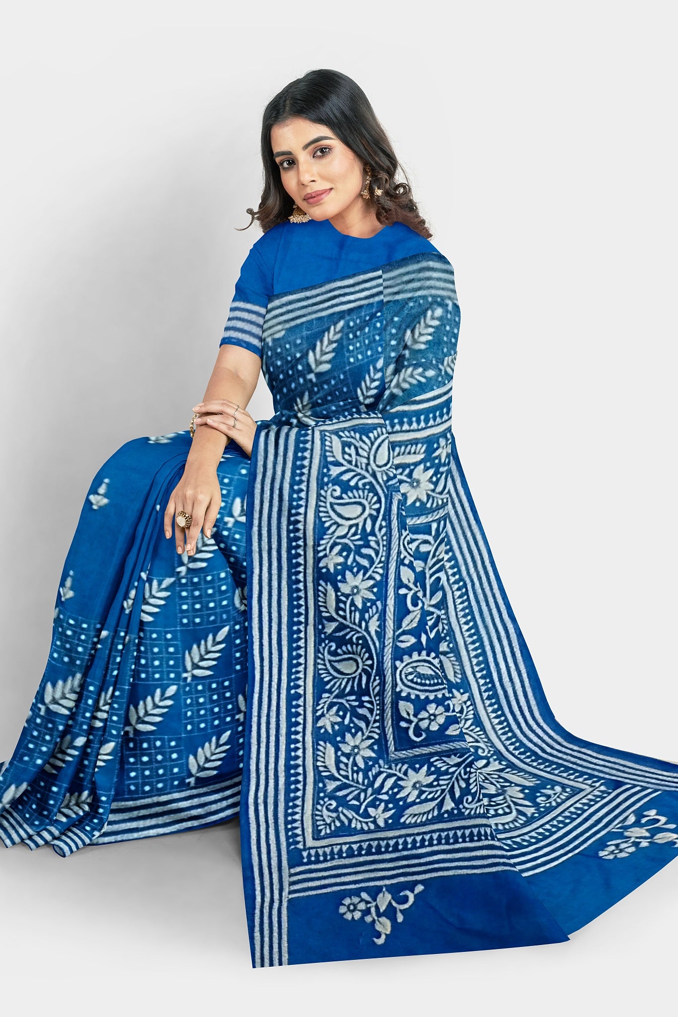 Kantha Stitch: Stylish Blended Silk Saree showcasing Traditional Artistry in Modern Indian Fashion with BP