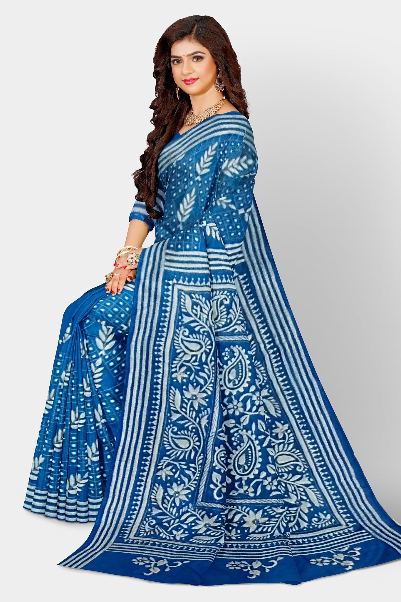 Kantha Stitch: Stylish Blended Silk Saree showcasing Traditional Artistry in Modern Indian Fashion with BP