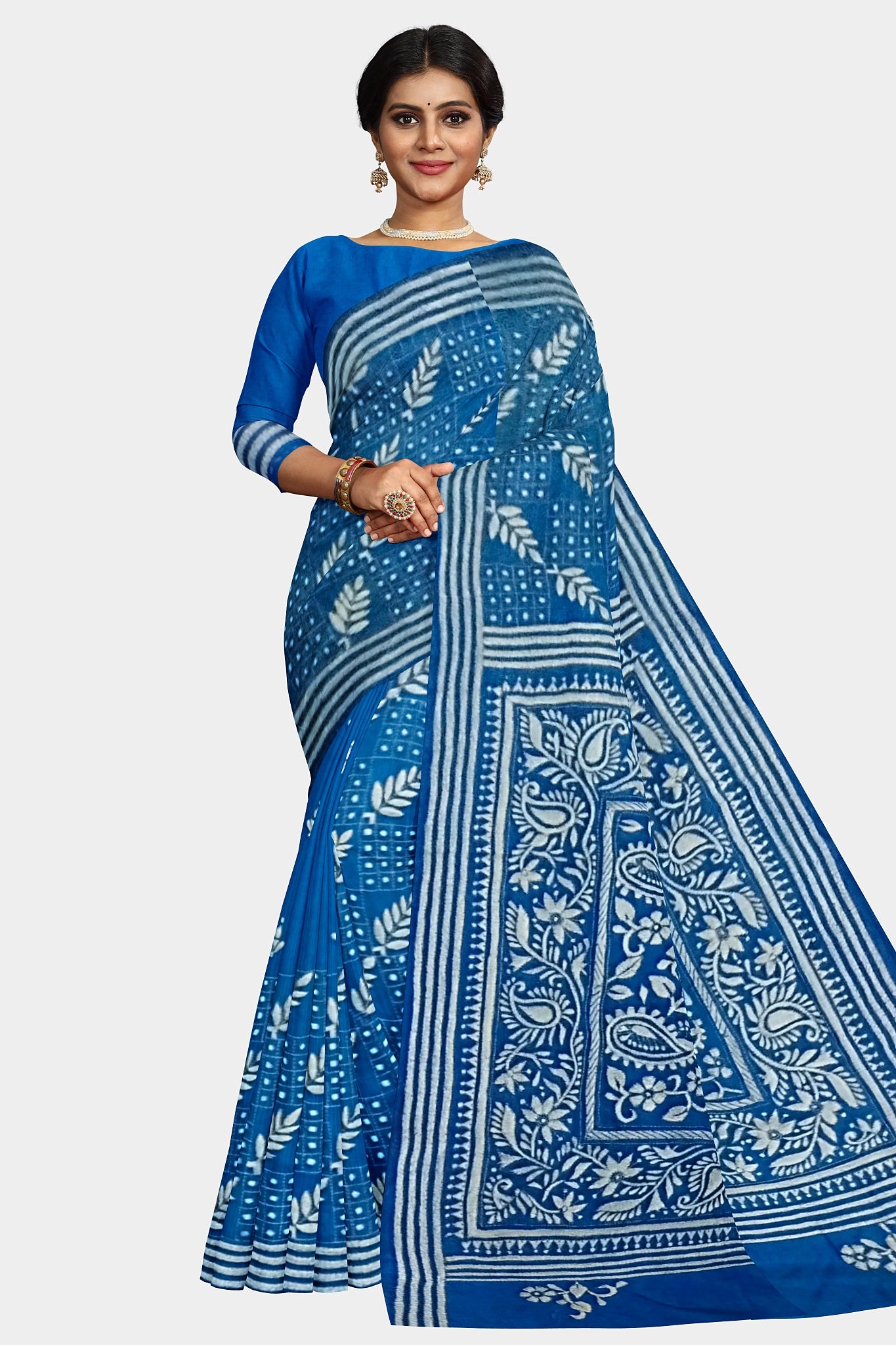 Kantha Stitch: Stylish Blended Silk Saree showcasing Traditional Artistry in Modern Indian Fashion with BP