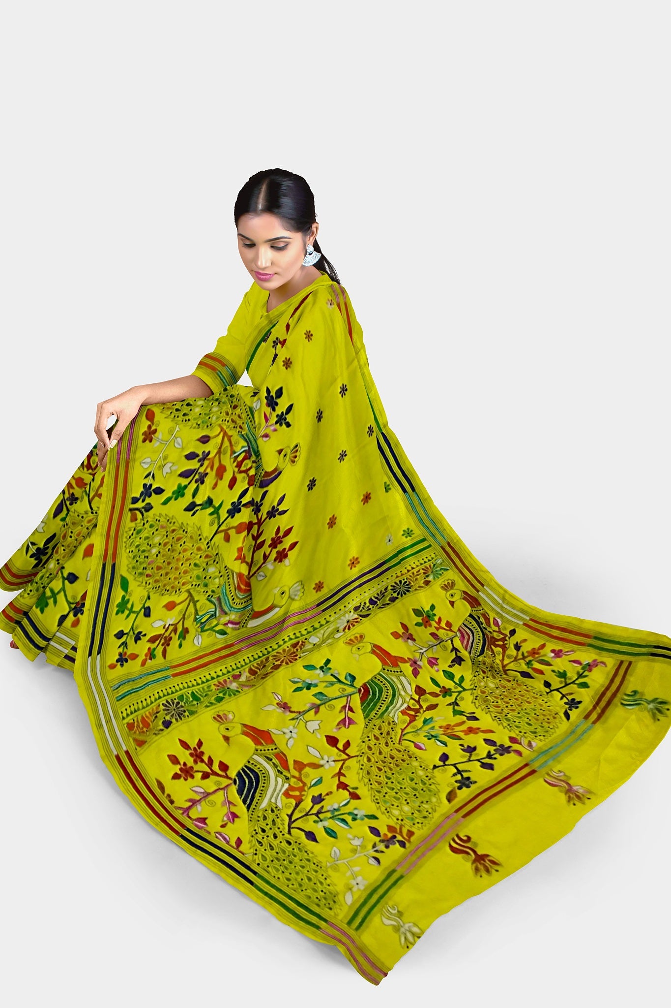 Kantha Stitch: Stylish Blended Silk Saree showcasing Traditional Artistry in Modern Indian Fashion with BP