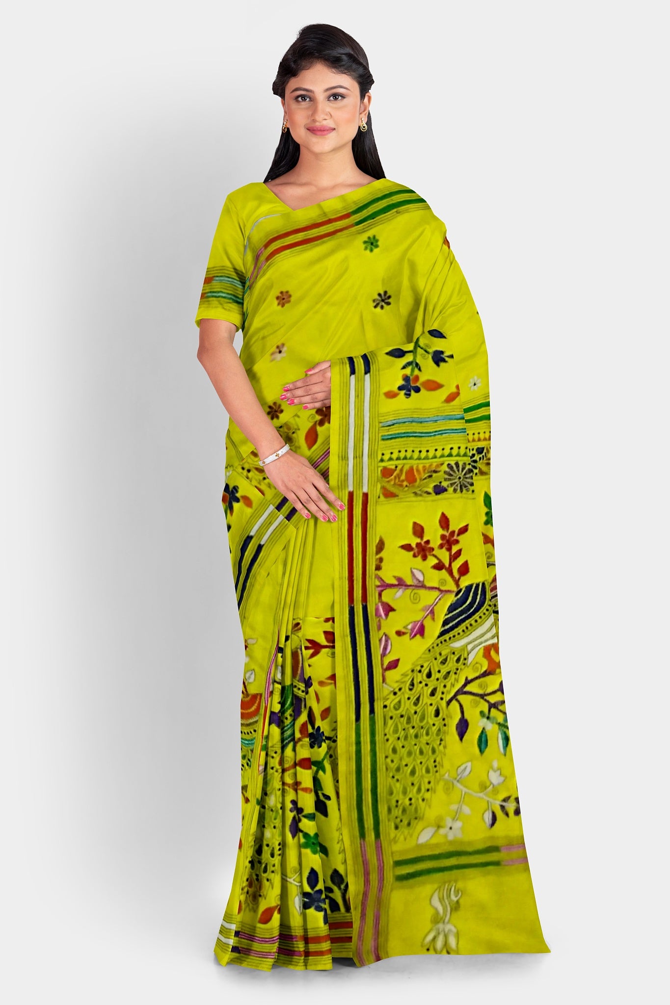 Kantha Stitch: Stylish Blended Silk Saree showcasing Traditional Artistry in Modern Indian Fashion with BP