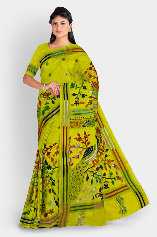 Kantha Stitch: Stylish Blended Silk Saree showcasing Traditional Artistry in Modern Indian Fashion with BP