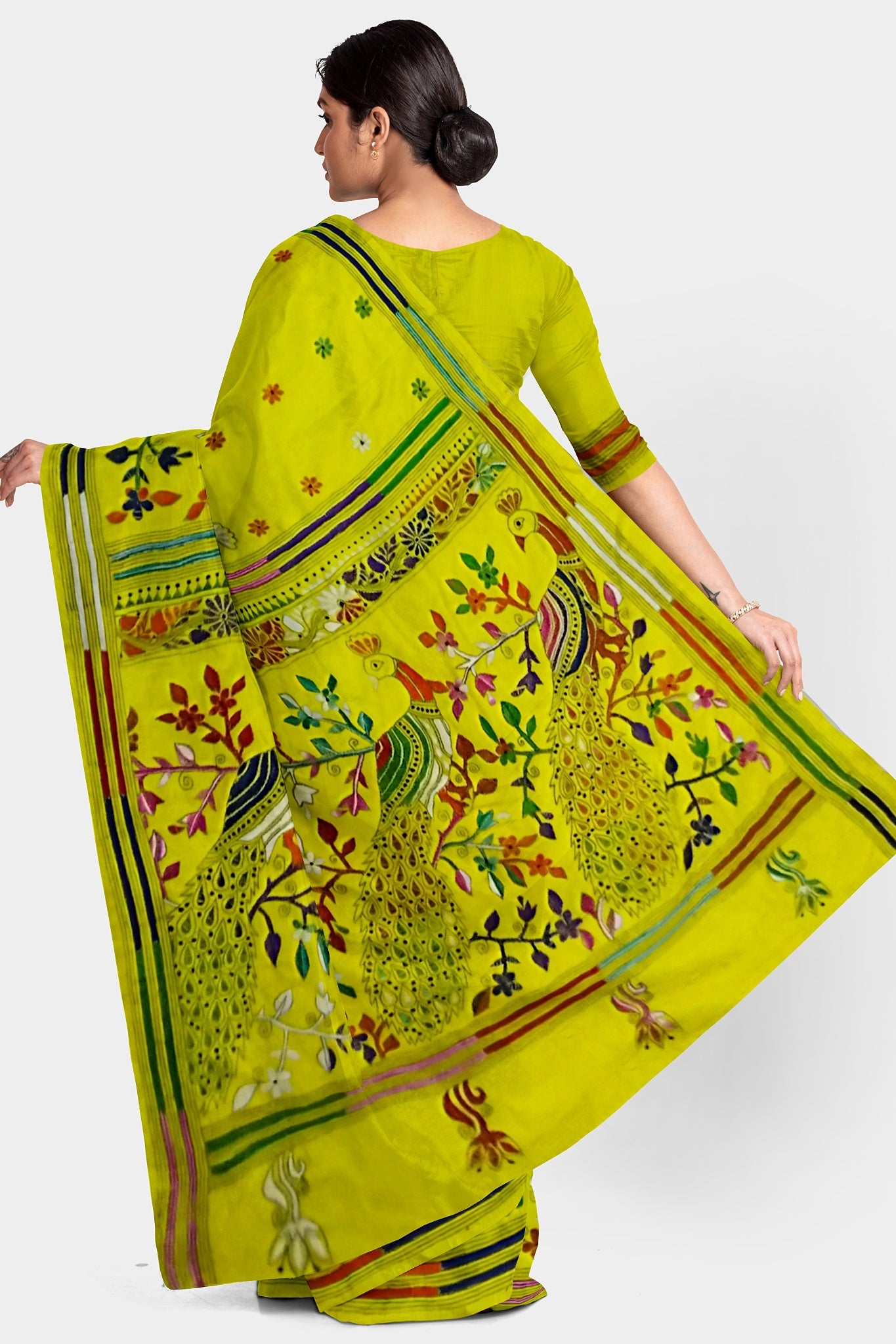 Kantha Stitch: Stylish Blended Silk Saree showcasing Traditional Artistry in Modern Indian Fashion with BP