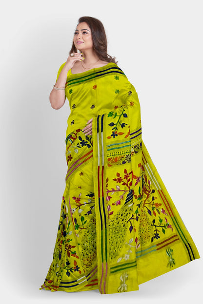 Kantha Stitch: Stylish Blended Silk Saree showcasing Traditional Artistry in Modern Indian Fashion with BP