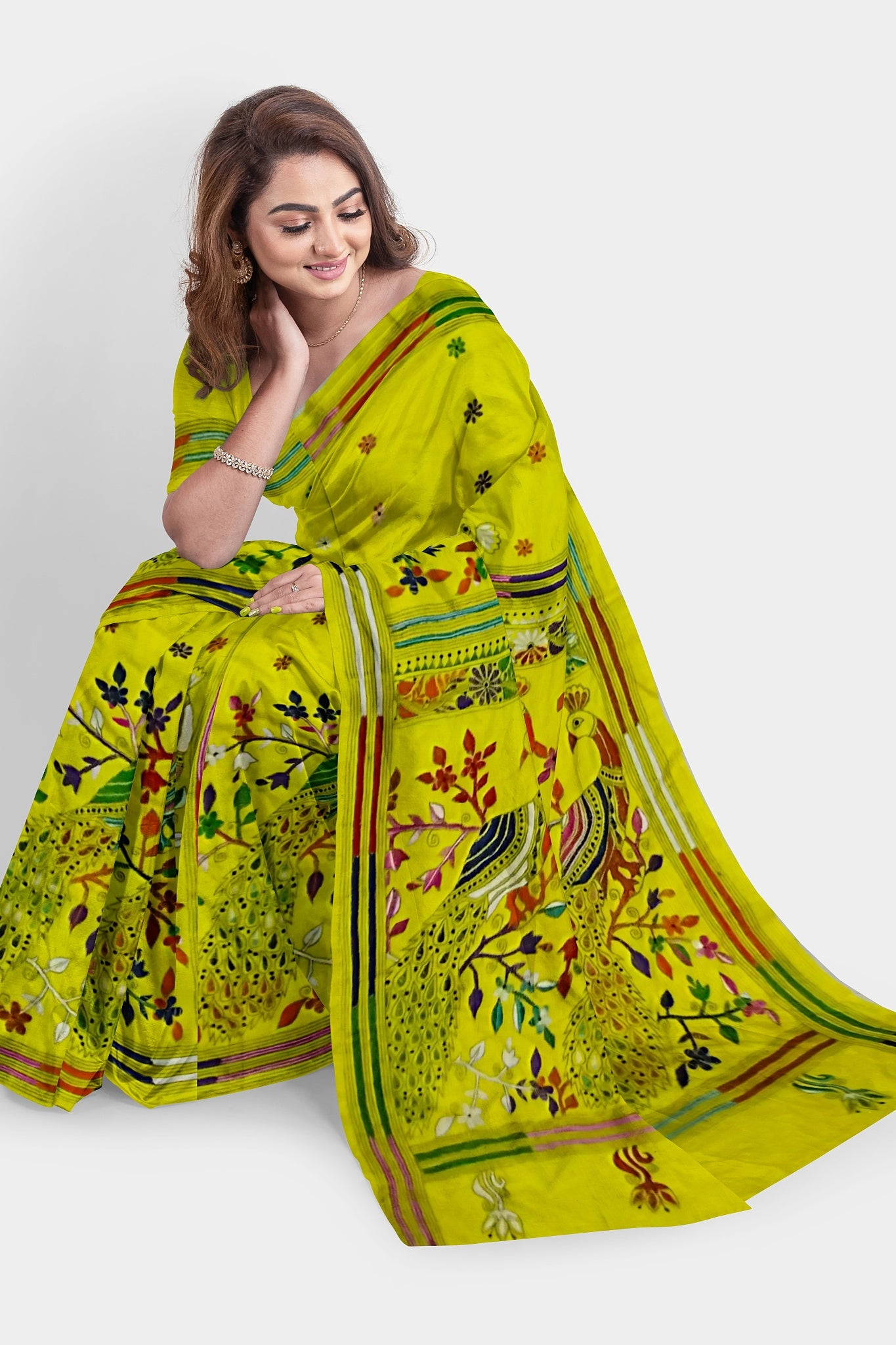 Kantha Stitch: Stylish Blended Silk Saree showcasing Traditional Artistry in Modern Indian Fashion with BP