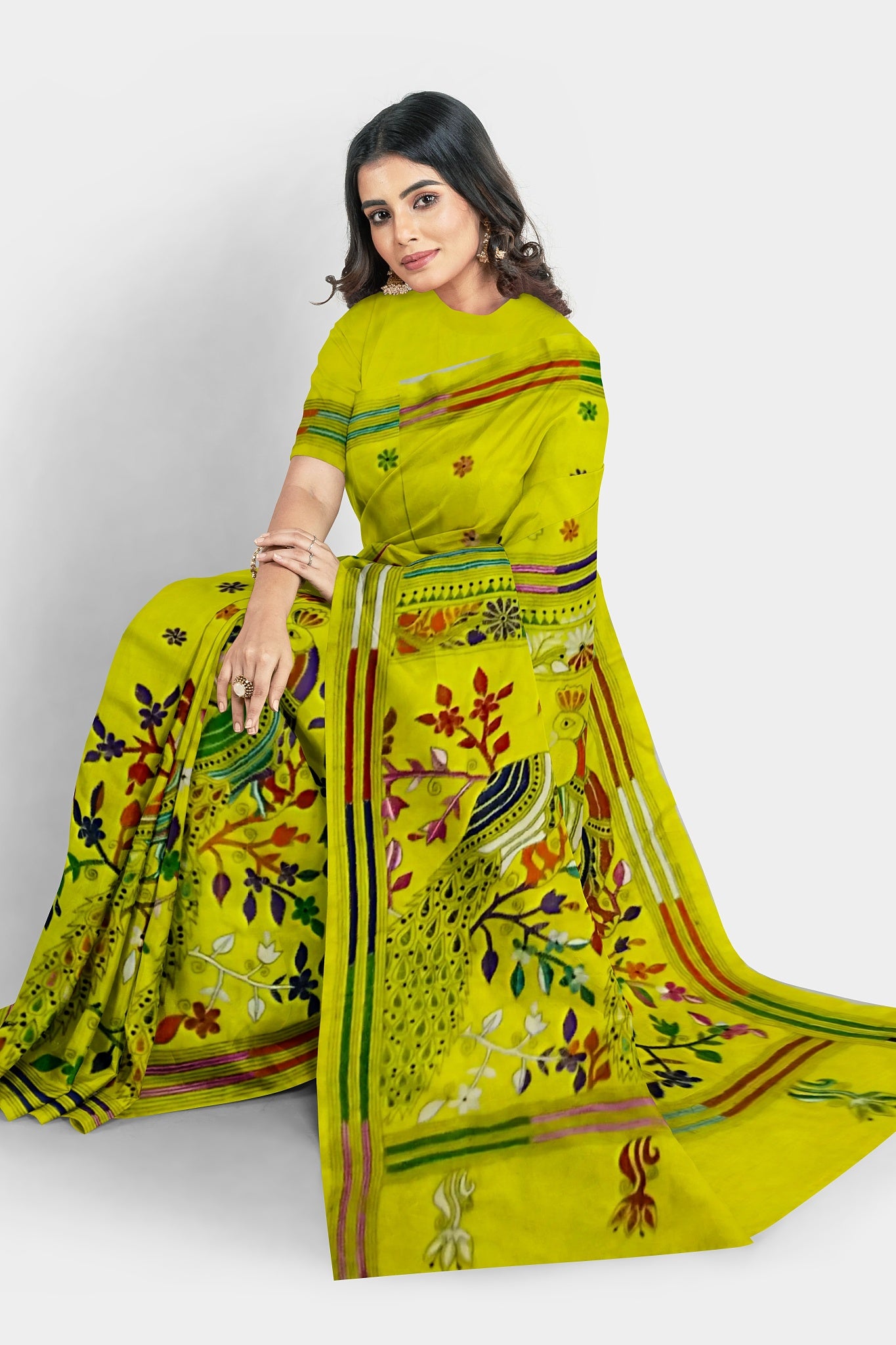 Kantha Stitch: Stylish Blended Silk Saree showcasing Traditional Artistry in Modern Indian Fashion with BP