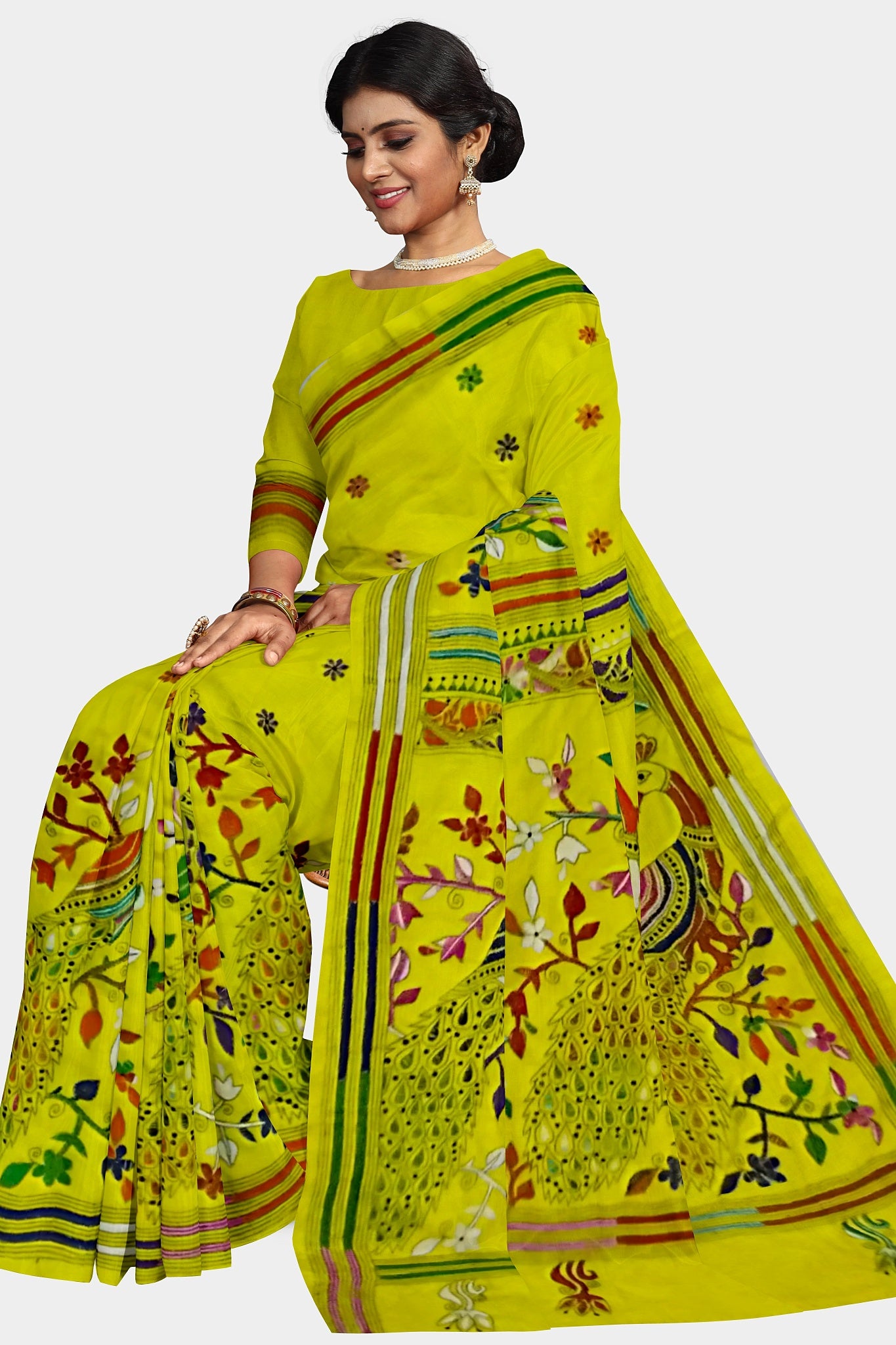Kantha Stitch: Stylish Blended Silk Saree showcasing Traditional Artistry in Modern Indian Fashion with BP