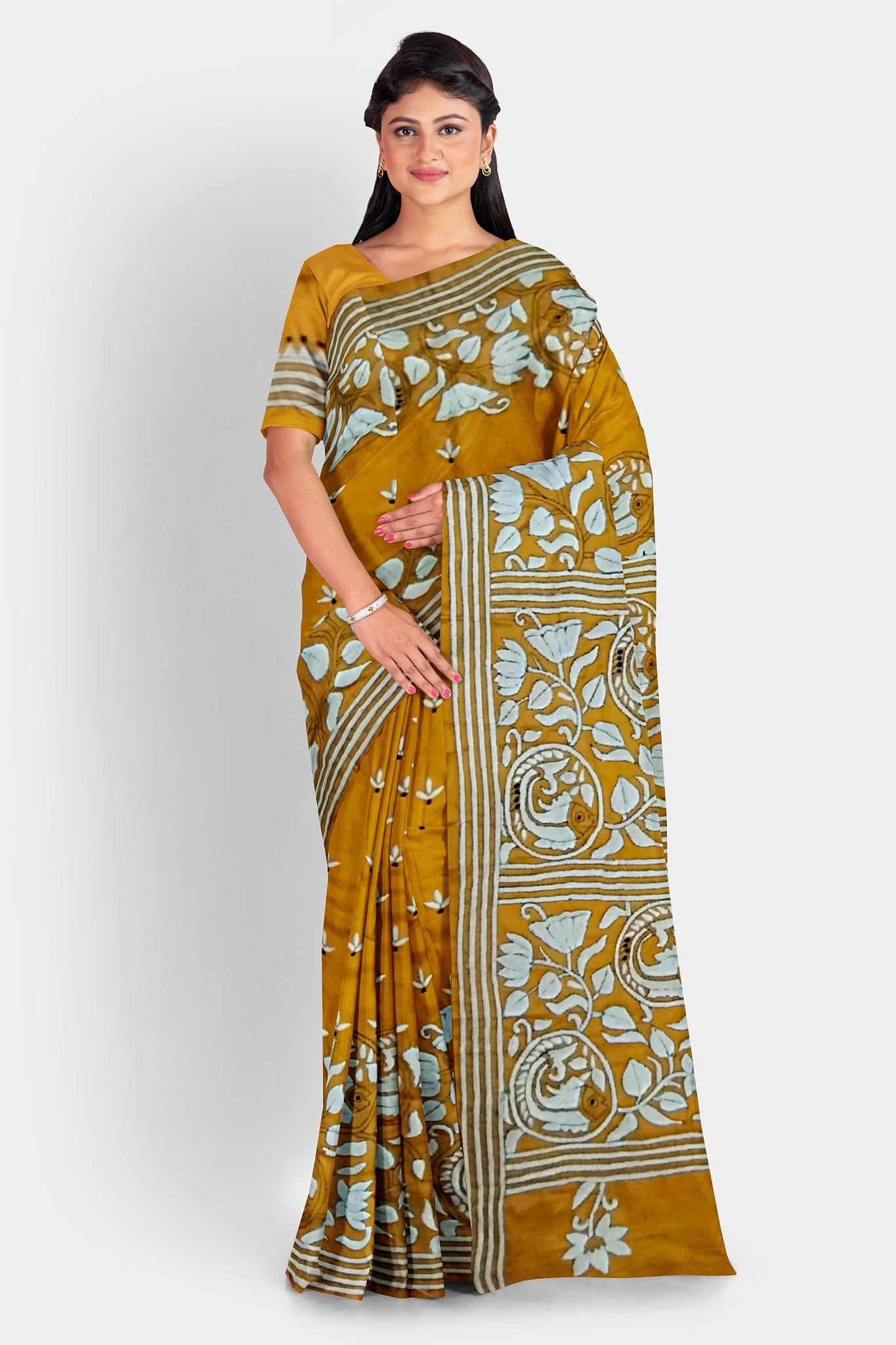 Kantha Stitch: Stylish Blended Silk Saree showcasing Traditional Artistry in Modern Indian Fashion with BP