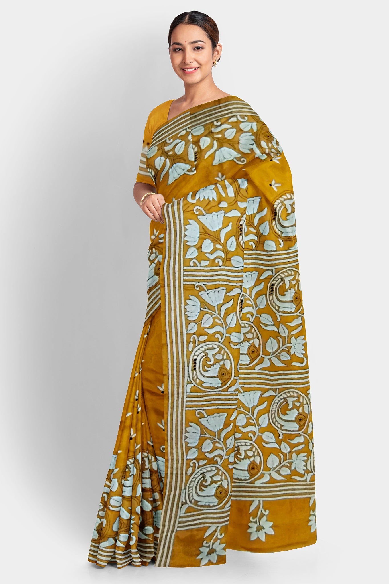 Kantha Stitch: Stylish Blended Silk Saree showcasing Traditional Artistry in Modern Indian Fashion with BP