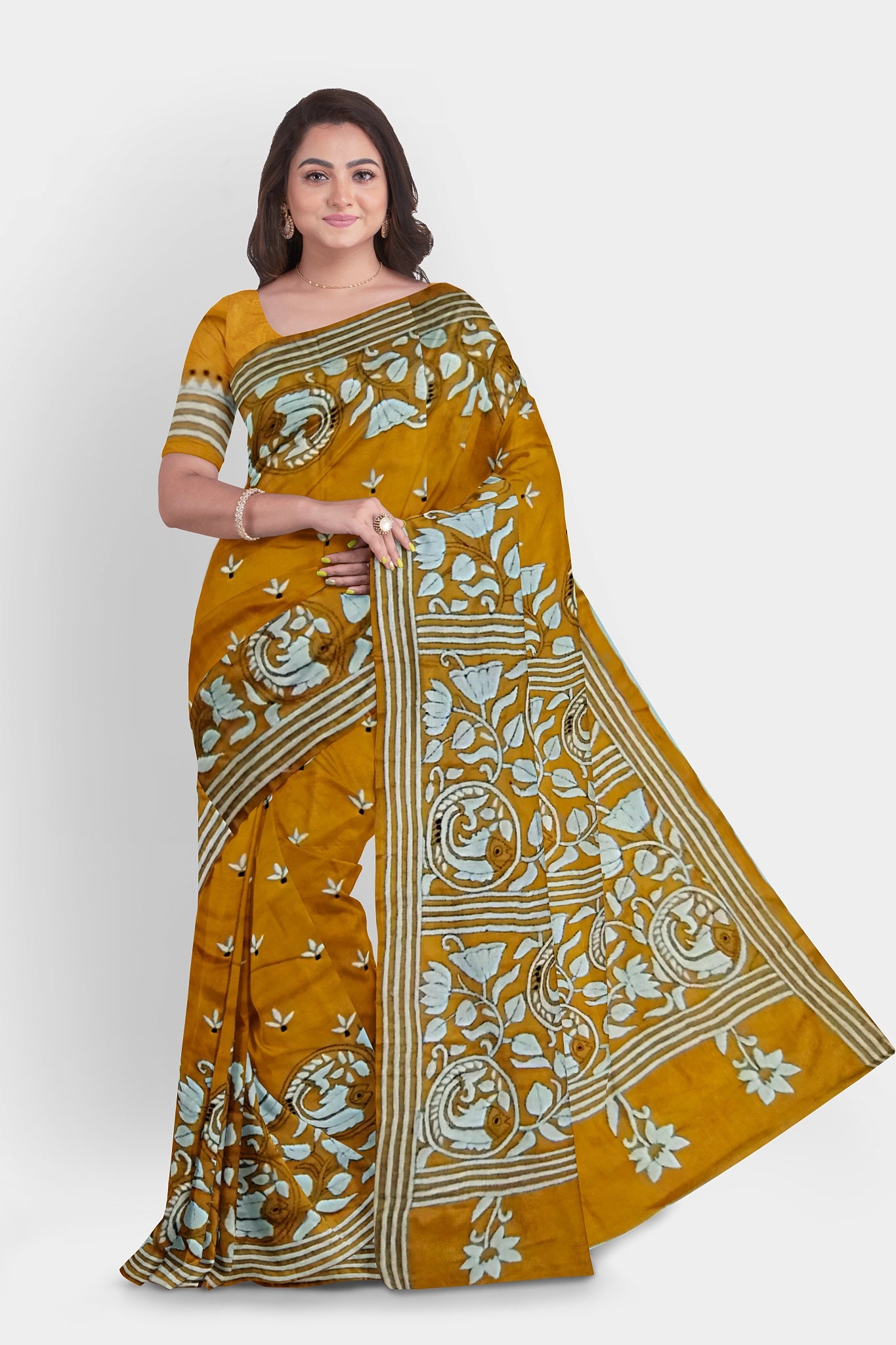 Kantha Stitch: Stylish Blended Silk Saree showcasing Traditional Artistry in Modern Indian Fashion with BP