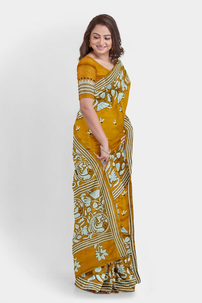Kantha Stitch: Stylish Blended Silk Saree showcasing Traditional Artistry in Modern Indian Fashion with BP