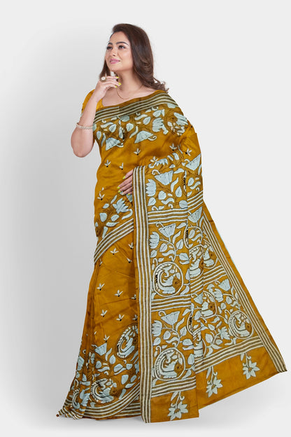 Kantha Stitch: Stylish Blended Silk Saree showcasing Traditional Artistry in Modern Indian Fashion with BP