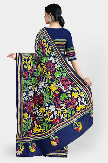 Kantha Stitch: Stylish Blended Silk Saree showcasing Traditional Artistry in Modern Indian Fashion with BP