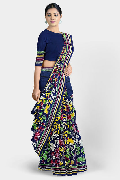 Kantha Stitch: Stylish Blended Silk Saree showcasing Traditional Artistry in Modern Indian Fashion with BP