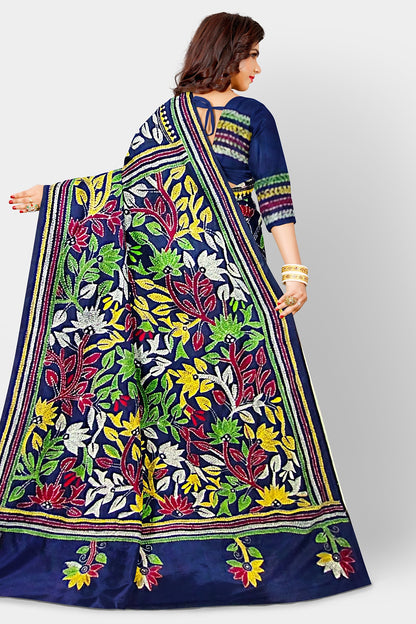 Kantha Stitch: Stylish Blended Silk Saree showcasing Traditional Artistry in Modern Indian Fashion with BP