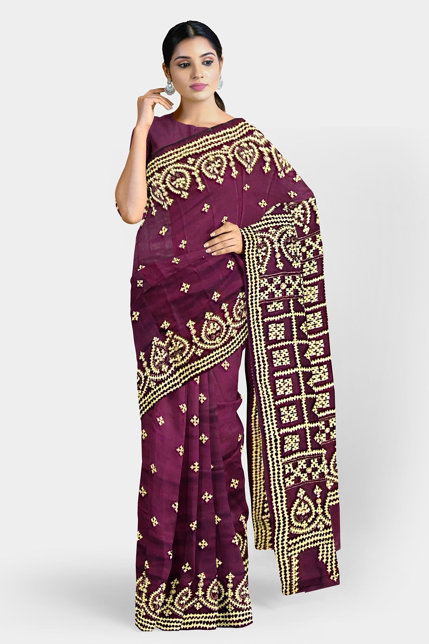 Gujrati Stitch: Stylish Blended Silk Saree showcasing Traditional Artistry in Modern Indian Fashion with BP