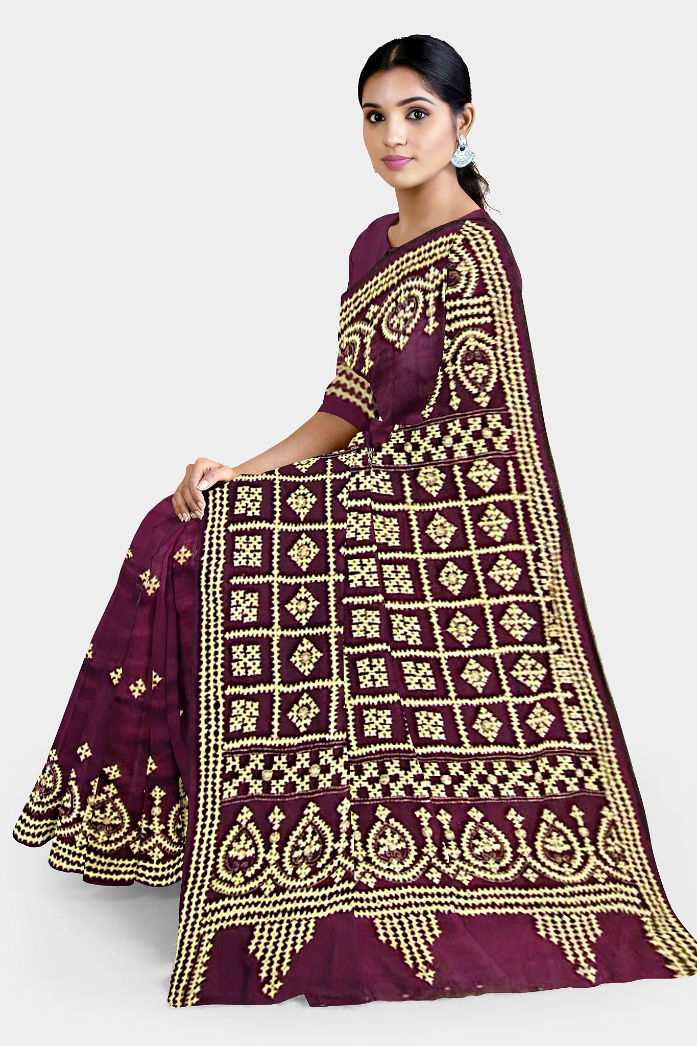 Gujrati Stitch: Stylish Blended Silk Saree showcasing Traditional Artistry in Modern Indian Fashion with BP
