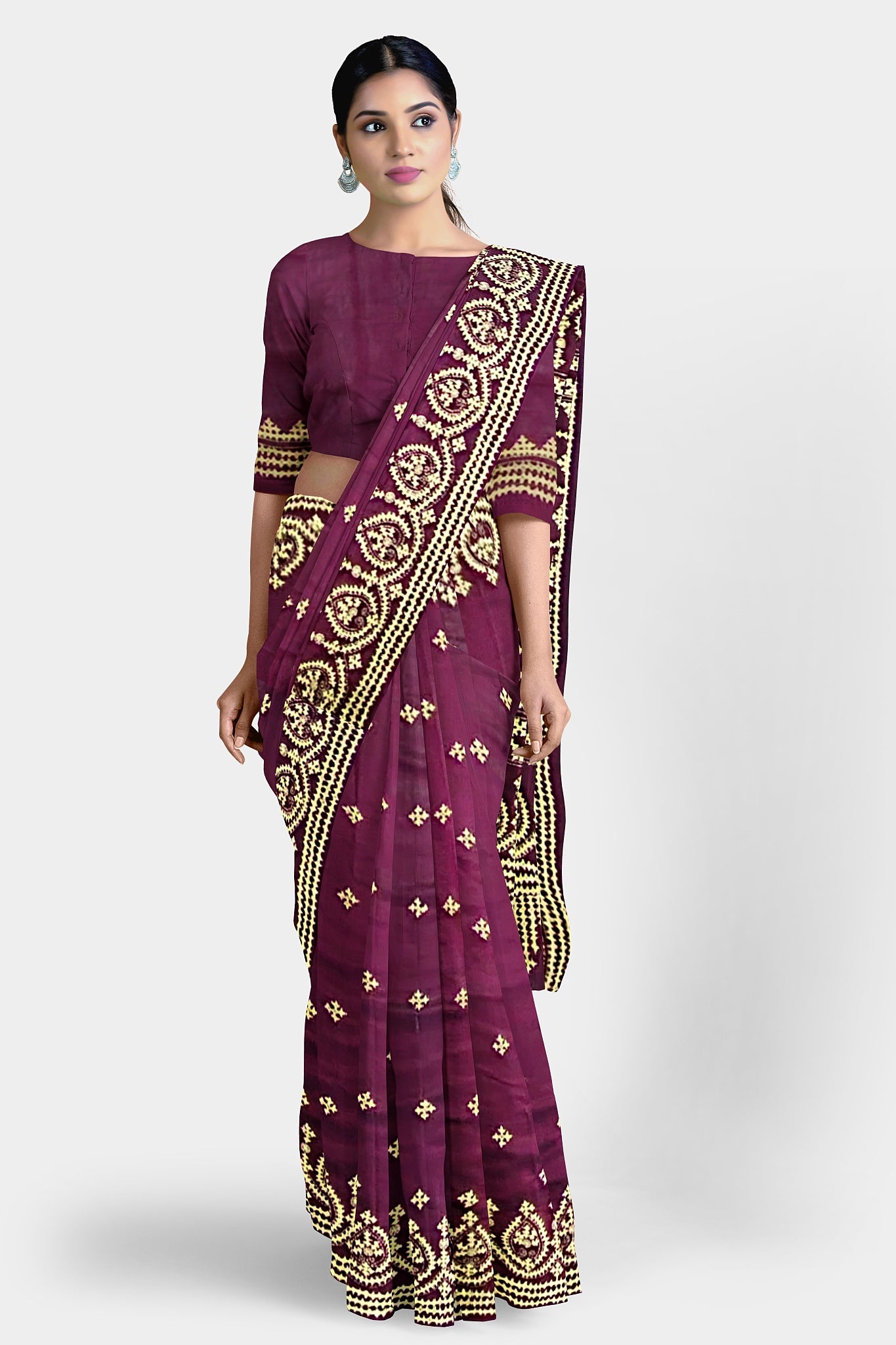 Gujrati Stitch: Stylish Blended Silk Saree showcasing Traditional Artistry in Modern Indian Fashion with BP