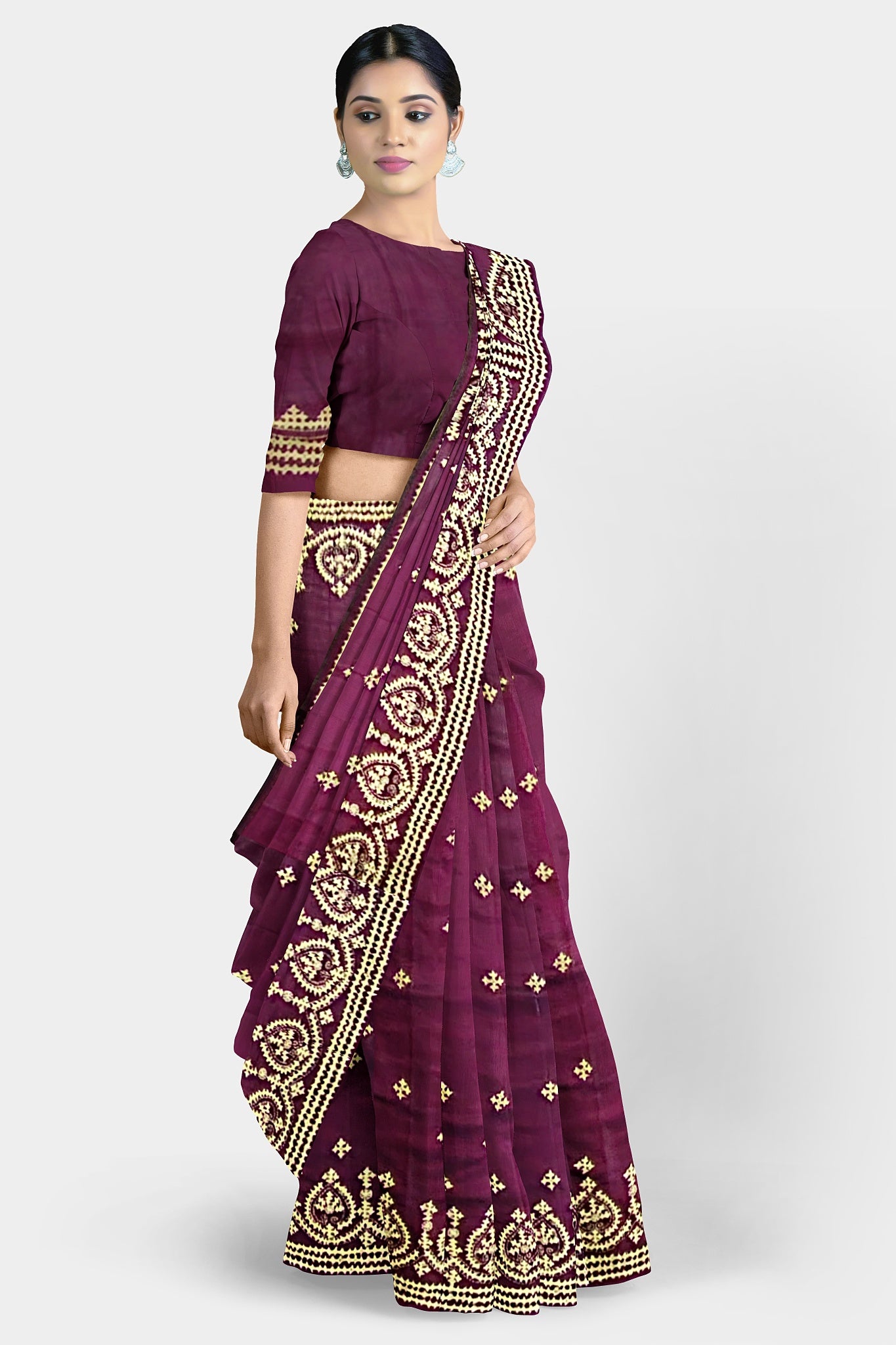 Gujrati Stitch: Stylish Blended Silk Saree showcasing Traditional Artistry in Modern Indian Fashion with BP