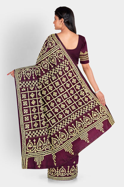 Gujrati Stitch: Stylish Blended Silk Saree showcasing Traditional Artistry in Modern Indian Fashion with BP