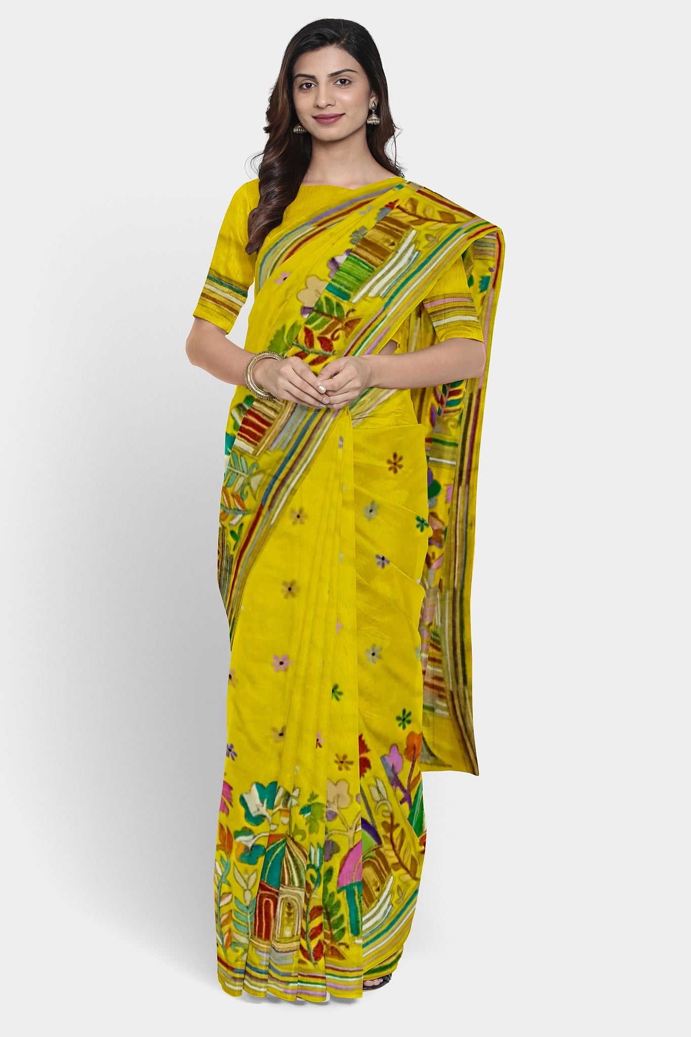 Kantha Stitch: Stylish Blended Silk Saree showcasing Traditional Artistry in Modern Indian Fashion with BP