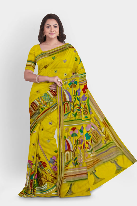 Kantha Stitch: Stylish Blended Silk Saree showcasing Traditional Artistry in Modern Indian Fashion with BP