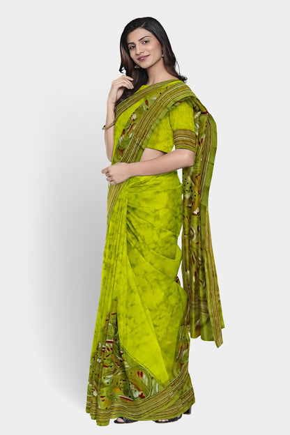 Kantha Stitch: Stylish Blended Silk Batik Saree showcasing Traditional Artistry in Modern Indian Fashion with BP