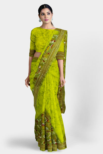 Kantha Stitch: Stylish Blended Silk Batik Saree showcasing Traditional Artistry in Modern Indian Fashion with BP