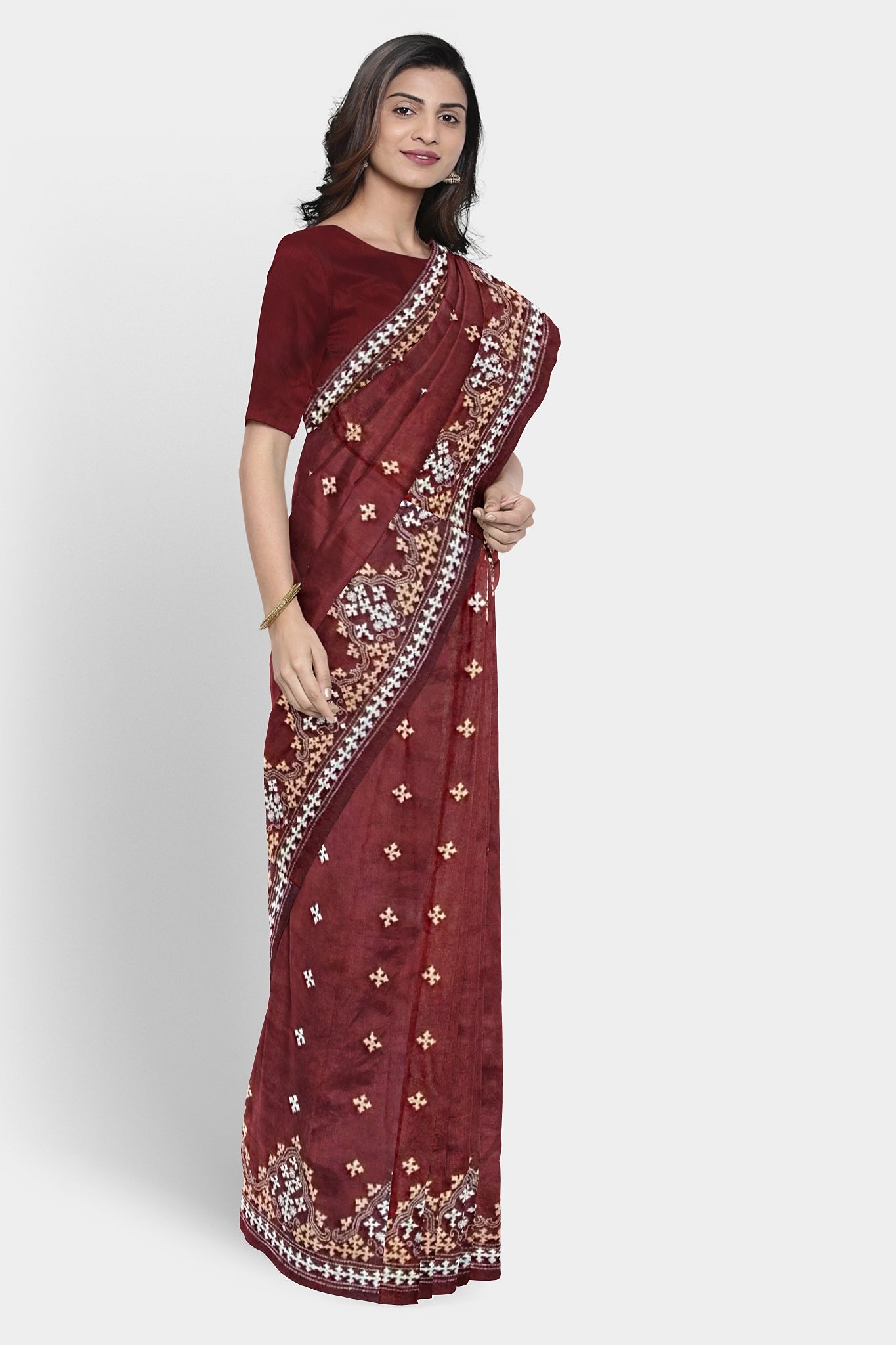 Gujrati Stitch: Stylish Blended Silk Saree showcasing Traditional Artistry in Modern Indian Fashion with BP