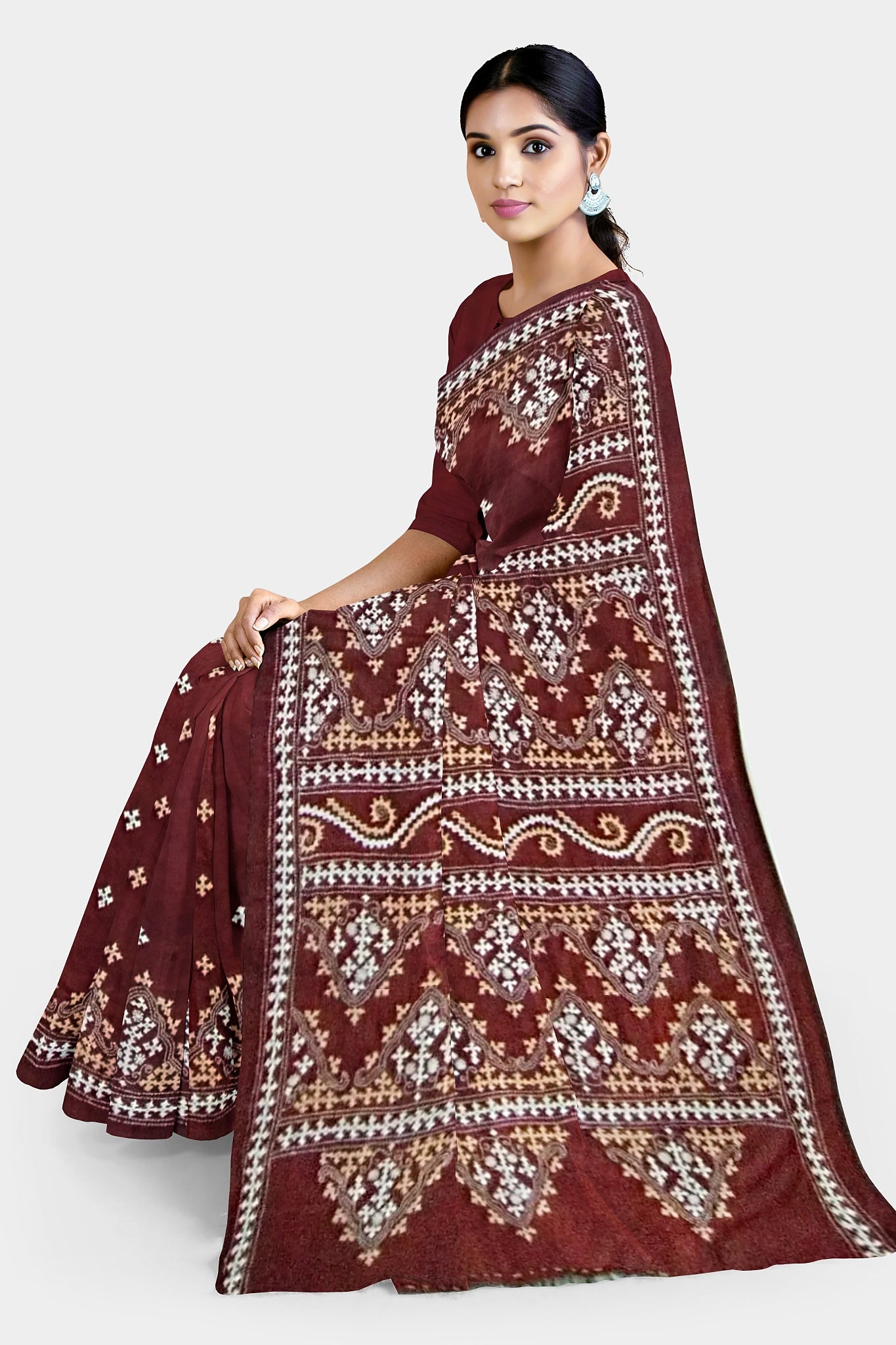 Gujrati Stitch: Stylish Blended Silk Saree showcasing Traditional Artistry in Modern Indian Fashion with BP