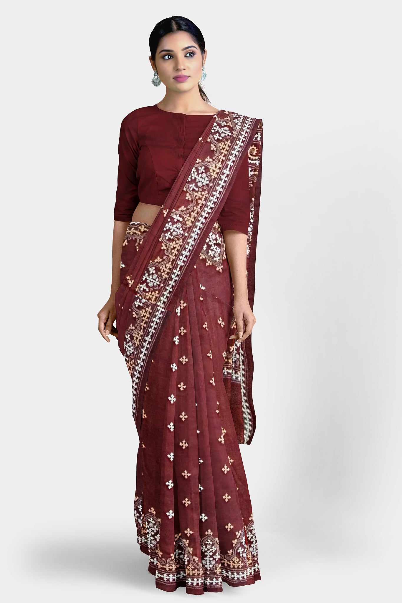 Gujrati Stitch: Stylish Blended Silk Saree showcasing Traditional Artistry in Modern Indian Fashion with BP
