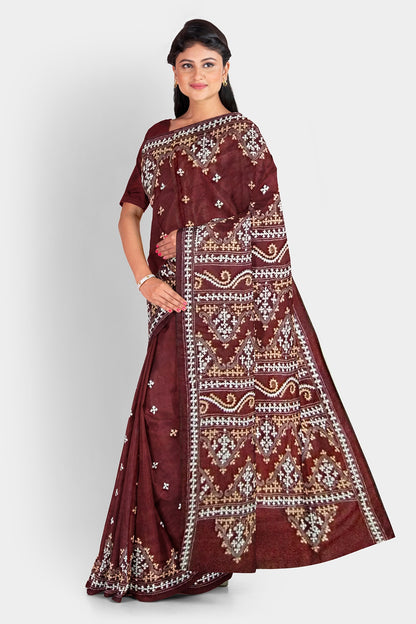 Gujrati Stitch: Stylish Blended Silk Saree showcasing Traditional Artistry in Modern Indian Fashion with BP