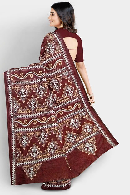 Gujrati Stitch: Stylish Blended Silk Saree showcasing Traditional Artistry in Modern Indian Fashion with BP