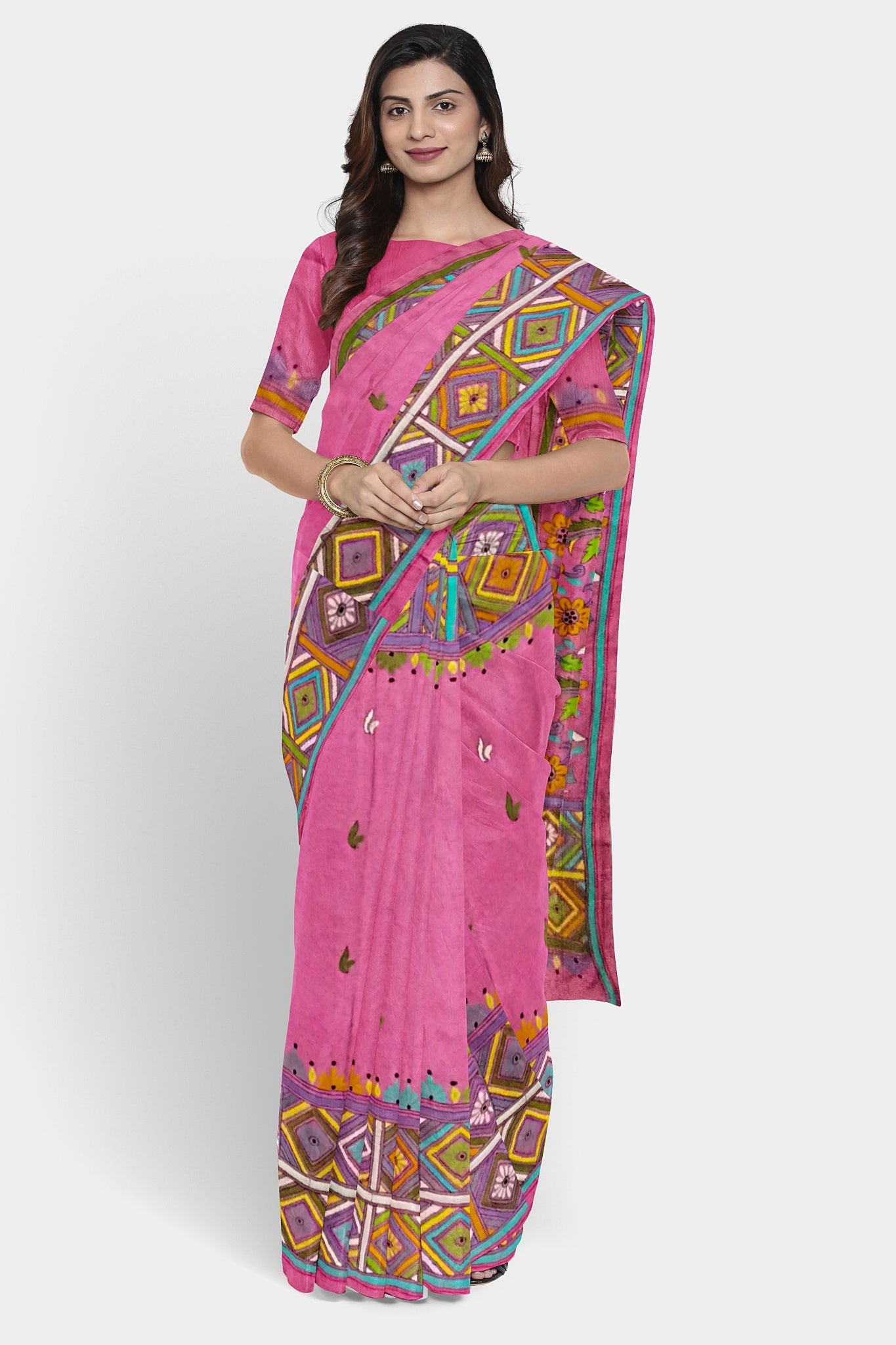 Kantha Stitch: Stylish Blended Silk Saree showcasing Traditional Artistry in Modern Indian Fashion with BP