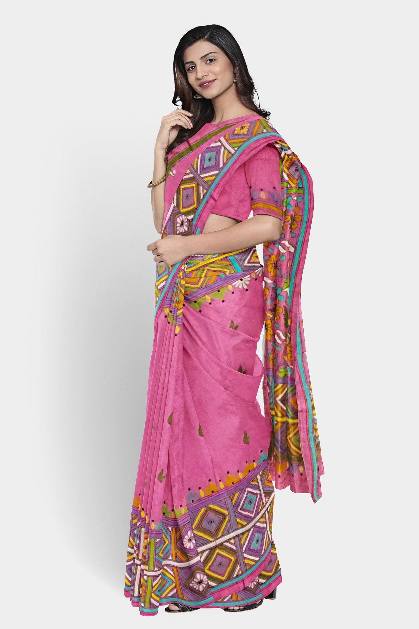 Kantha Stitch: Stylish Blended Silk Saree showcasing Traditional Artistry in Modern Indian Fashion with BP