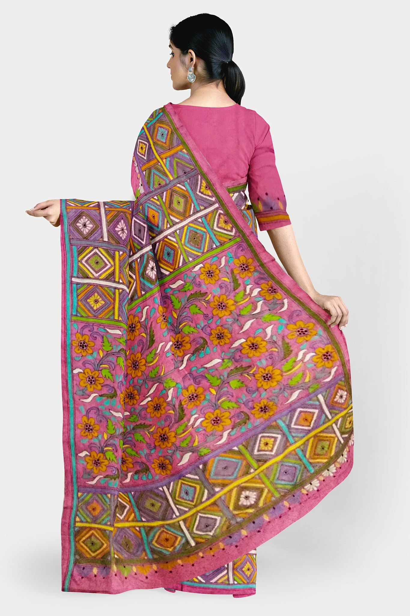 Kantha Stitch: Stylish Blended Silk Saree showcasing Traditional Artistry in Modern Indian Fashion with BP