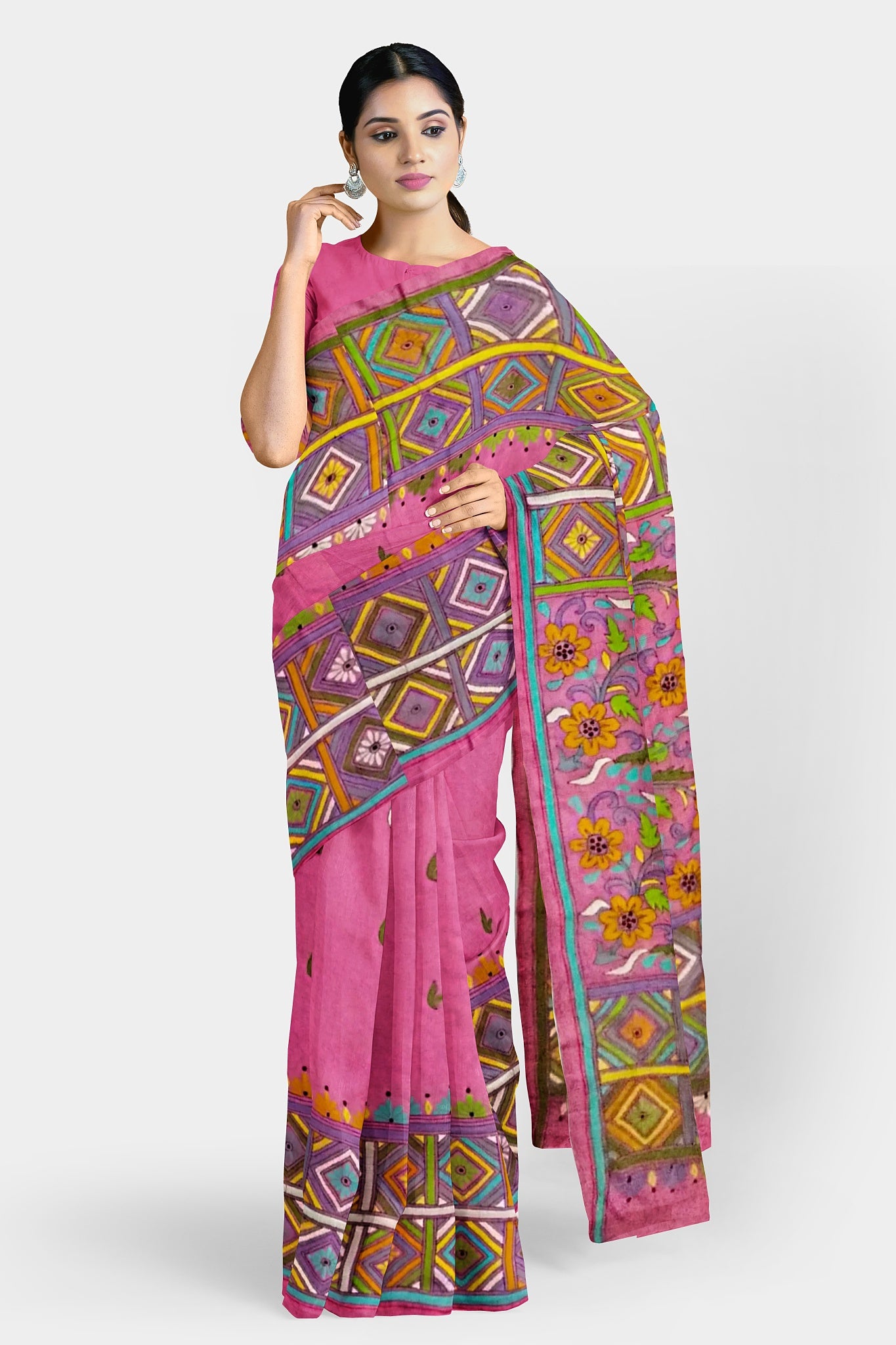Kantha Stitch: Stylish Blended Silk Saree showcasing Traditional Artistry in Modern Indian Fashion with BP