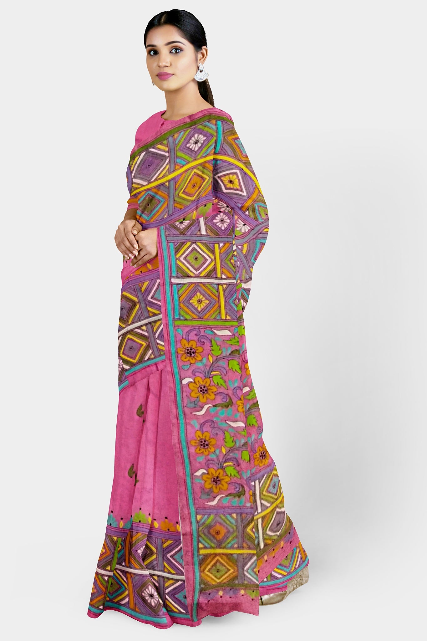 Kantha Stitch: Stylish Blended Silk Saree showcasing Traditional Artistry in Modern Indian Fashion with BP