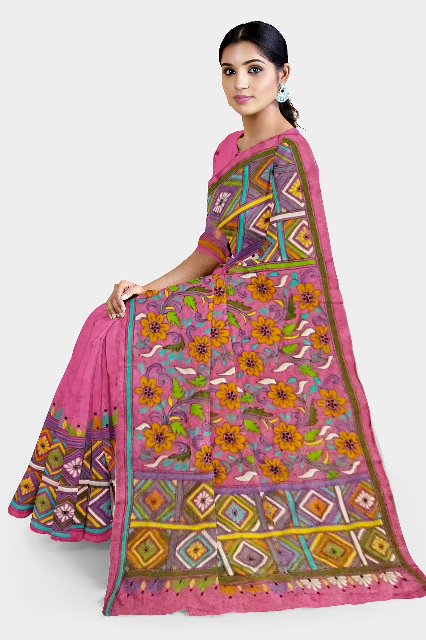 Kantha Stitch: Stylish Blended Silk Saree showcasing Traditional Artistry in Modern Indian Fashion with BP