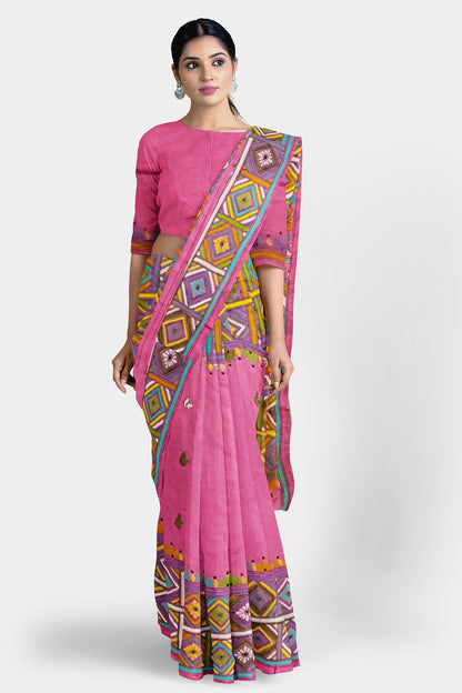 Kantha Stitch: Stylish Blended Silk Saree showcasing Traditional Artistry in Modern Indian Fashion with BP