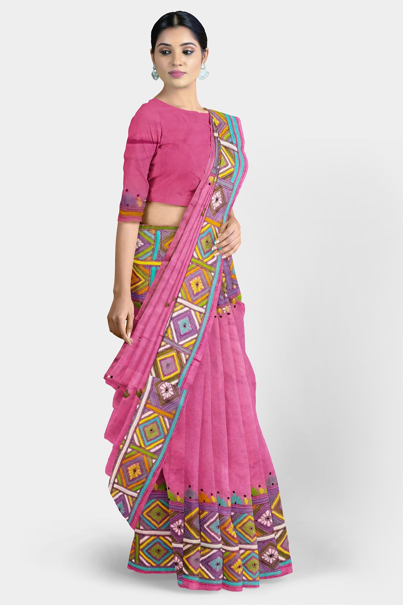 Kantha Stitch: Stylish Blended Silk Saree showcasing Traditional Artistry in Modern Indian Fashion with BP
