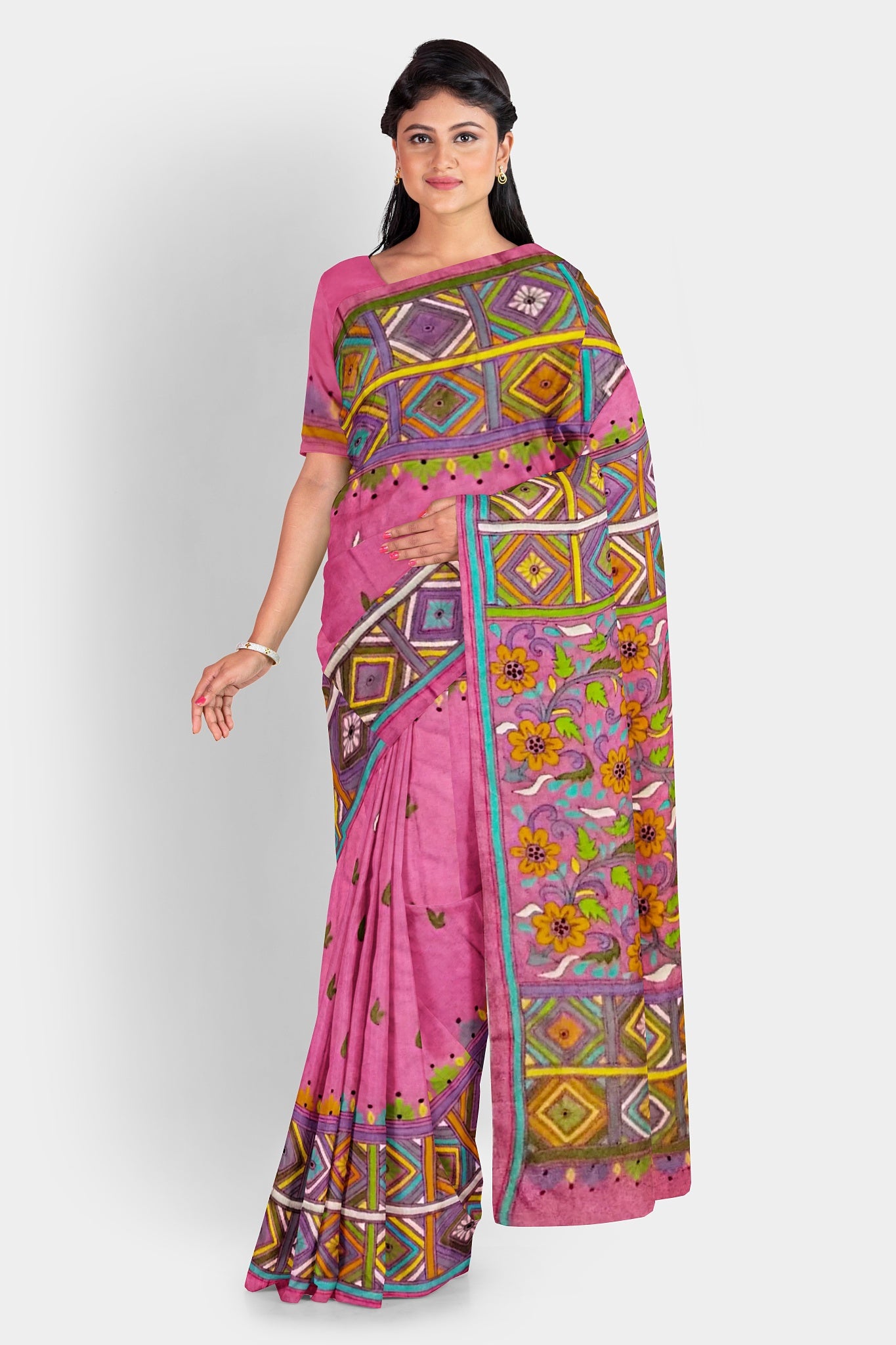 Kantha Stitch: Stylish Blended Silk Saree showcasing Traditional Artistry in Modern Indian Fashion with BP